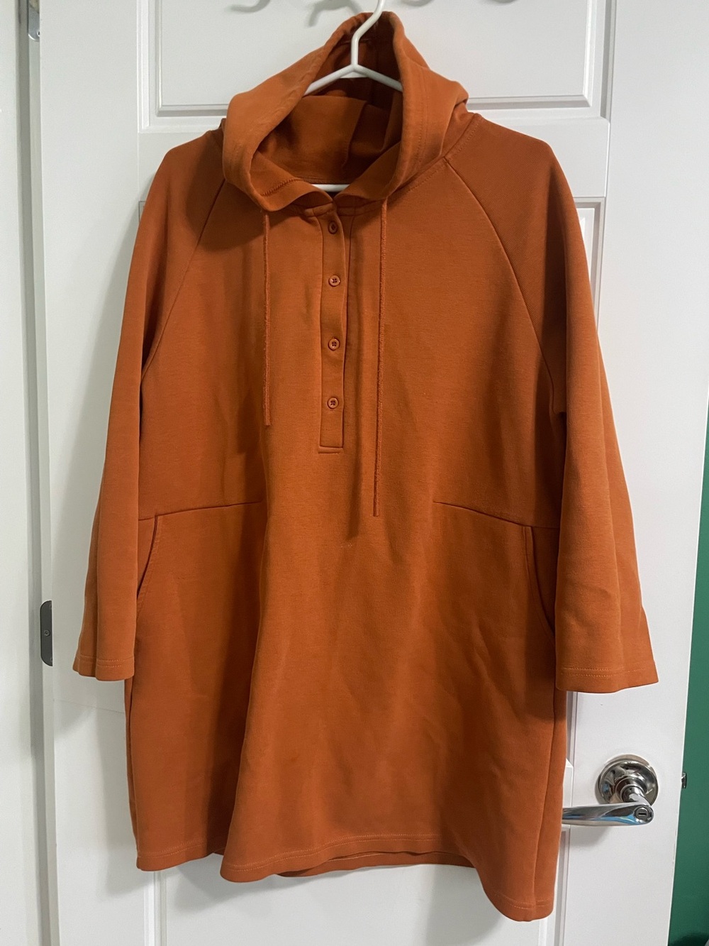 Women's Rust Orange Hooded Sweat Tunic